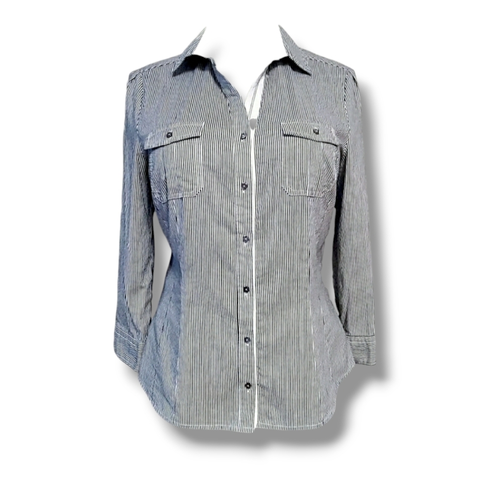 100% Cotton Shirt Long Sleeve V-neck Button-down